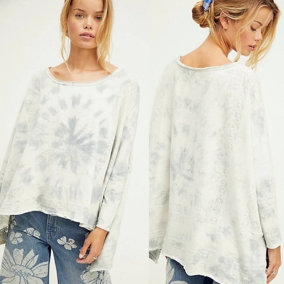 We the Free Laurie Tee Blue Tie Dye Long Sleeve Top XS/S - Picture 1 of 9